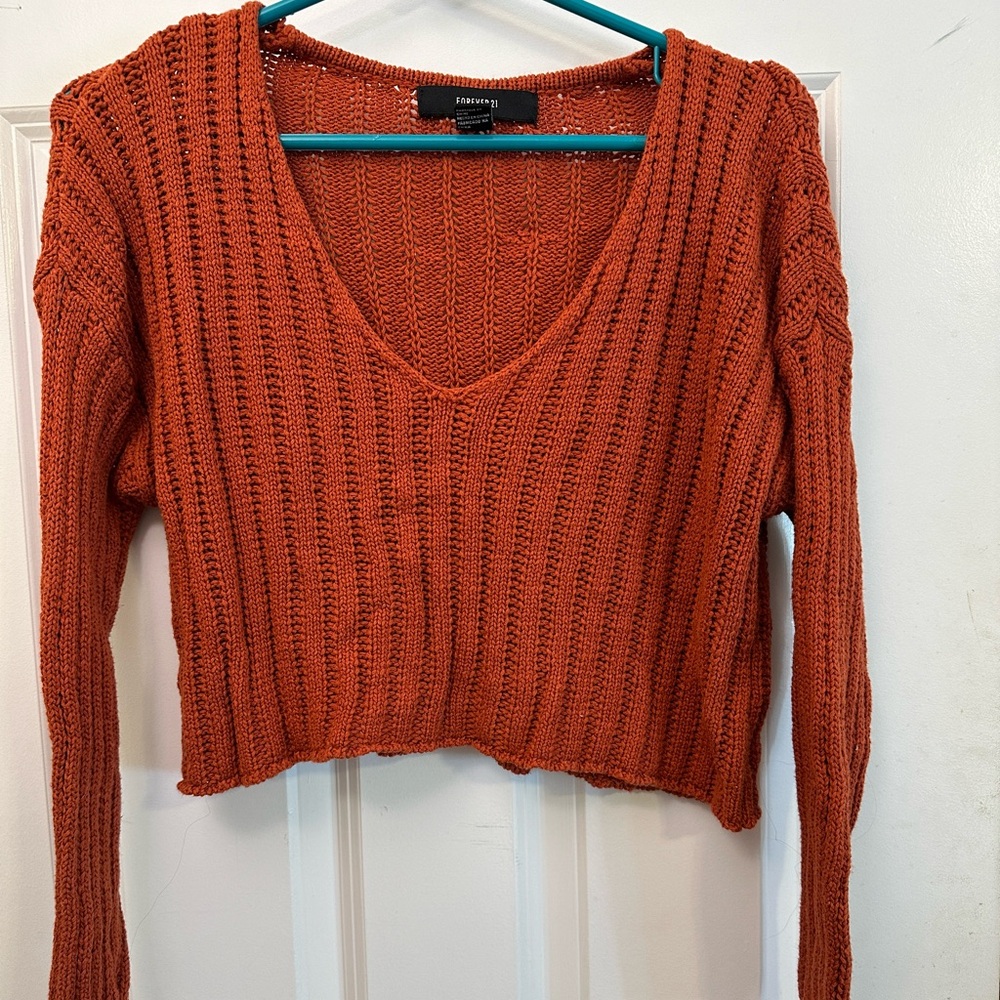 NWOT Forever 21 burnt orange cropped sweater